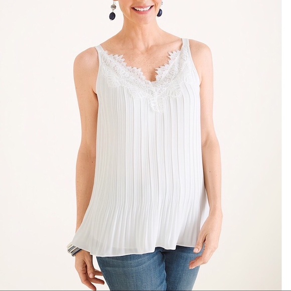 Chico's Tops - Chico’s | Convertible Pleated Lace-Detail Tank NWT